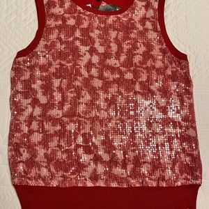 Jones New York Burnt Red Sequined Tank Top, Sz L, New with Tags